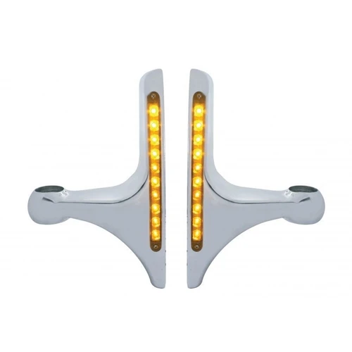 LED Peterbilt Headlight Bracket - 10 Amber LED/Amber Lens (Pair)