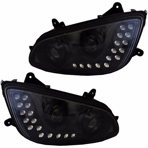 KENWORTH T660 BLACK PROJECTOR HEADLIGHT (SET) 18 LED TURN SIGNAL