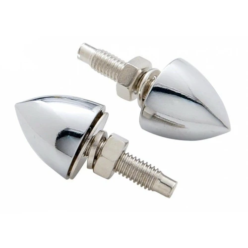 License Plate Bullet Fasteners - Bullet Chrome Nuts, (Set of 4)