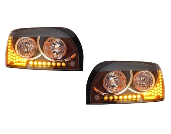 Freightliner Century  Headlight (SET) Black & Chrome Led turn signal