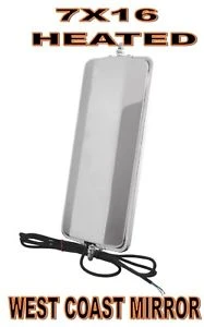 Stainless Steel (HEATED) West Coast Mirror - 7" x 16" (PAIR)