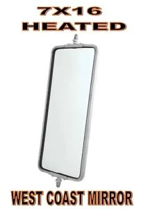 Stainless Steel (HEATED) West Coast Mirror - 7" x 16" (PAIR)