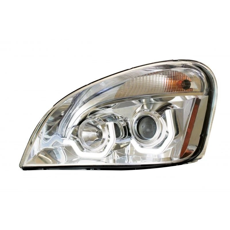 Freightliner Cascadia Chrome Projection Headlight With LED Bar, Driver Side