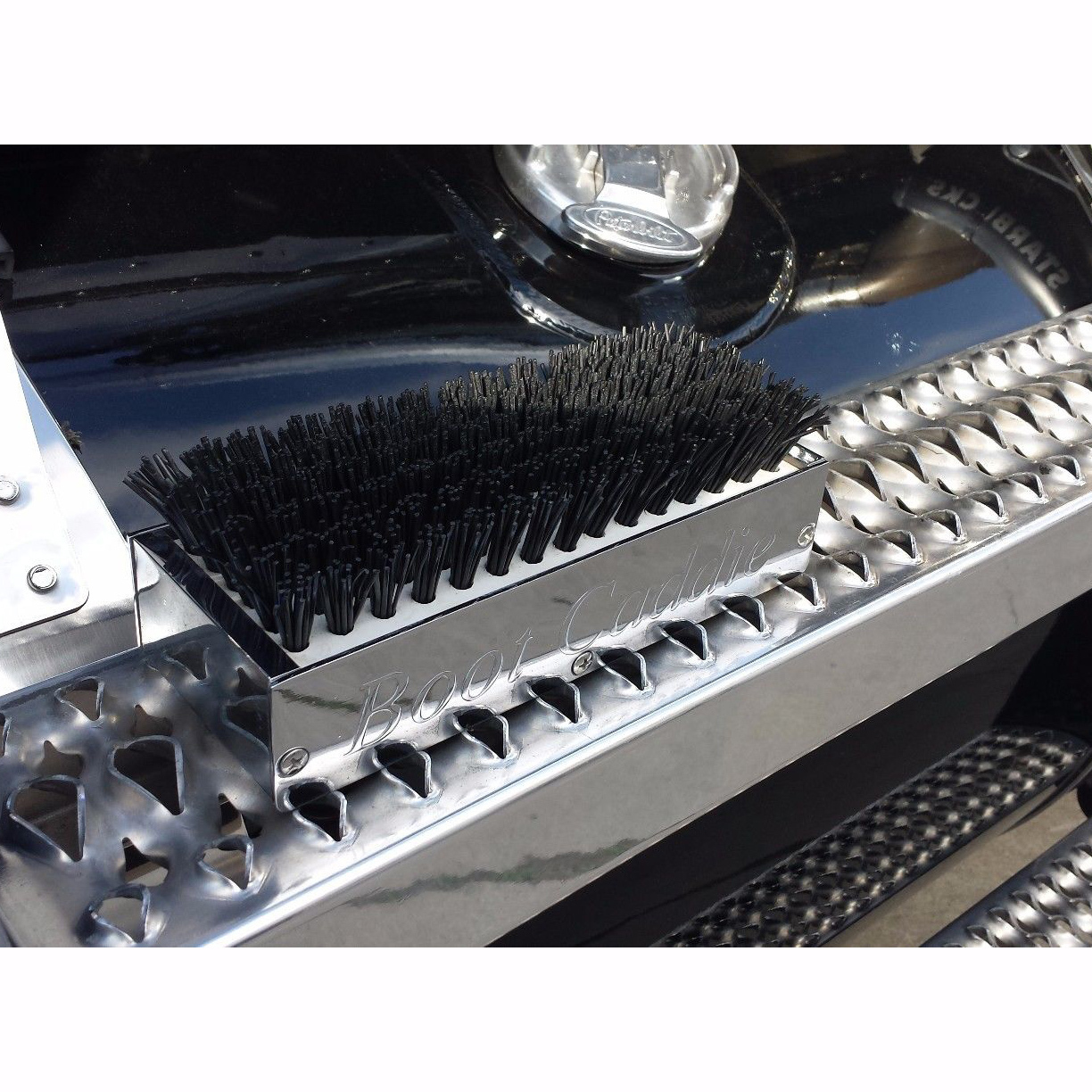 Boot Brush Caddie Black Brush for Peterbilt Kenworth Freightliner Ford, Chrome