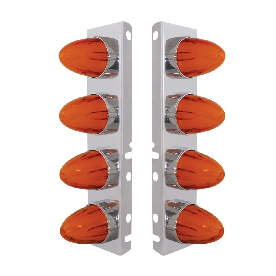 Peterbilt 8 LED Front Air Cleaner Brackets Watermelon Amber/Amber, Pair