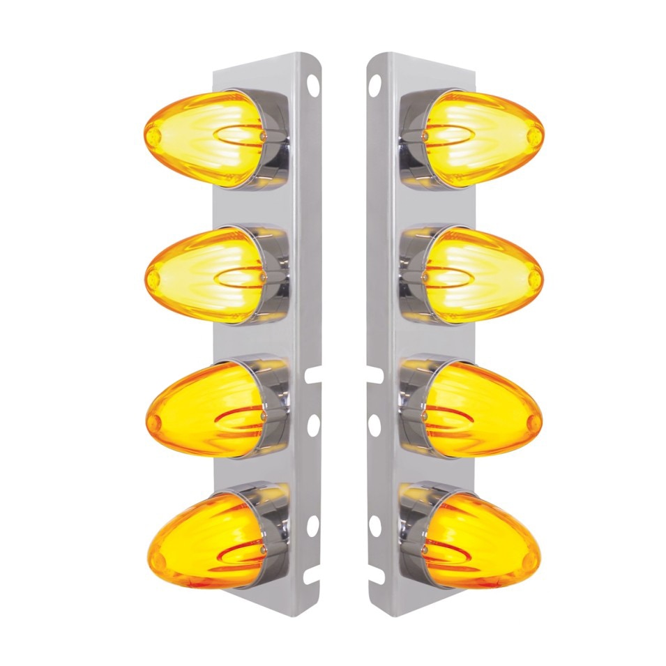 Peterbilt 8 LED Front Air Cleaner Brackets Watermelon Amber/Amber, Pair