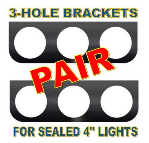 Black L Mounting Bracket with 3 Round Holes for 4" Lights (pair)